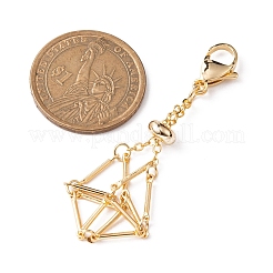 Brass Braided Chain Pouch Empty Stone Holder Pendant Decorations&nbsp;HJEW-JM01240-01