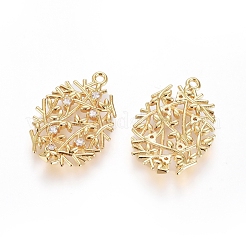 Brass Micro Pave Cubic Zirconia Pendants&nbsp;ZIRC-G166-14G