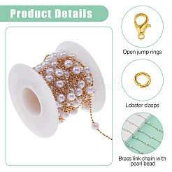 DIY Brass ABS Imitation Pearl Bead Handmade Chains Necklaces Making Kits&nbsp;DIY-HS0001-65B