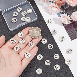12 Constellation/Zodiac Sign 304 Stainless Steel Charms&nbsp;STAS-UN0003-19P