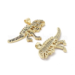 Rack Plating Dinosaur Brass Micro Pave Cubic Zirconia Pendants&nbsp;KK-E102-14G