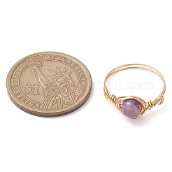 Round Natural Quartz Crystal & Rose Quartz & Quartz & Malaysia Jade & Amethyst Finger Rings&nbsp;RJEW-JR00766