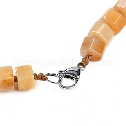 Natural Topaz Jade Hexagon Prism Graduated Beaded Necklaces for Women Men&nbsp;NJEW-K388-03L