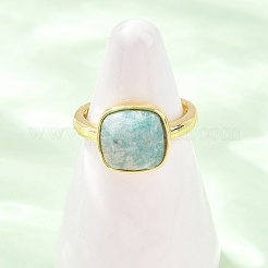 Natural Amazonite Finger Rings with Brass Findings&nbsp;G-H353-04G-03