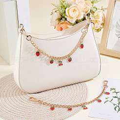 2Pcs Alloy Red Enamel Strawberry Cherry Pendant Iron Twisted Chain Bag Decorative Chains&nbsp;HJEW-BBC0001-32