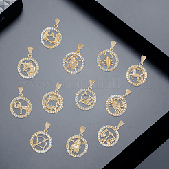 12Pcs 12 Styles Brass Micro Pave Cubic Zirconia Pendants&nbsp;KK-BM0001-01