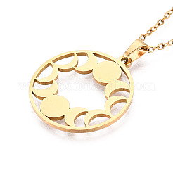 304 Stainless Steel Pendant Necklaces&nbsp;NJEW-T018-55G