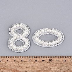 10Pcs ABS Plastic Imitation Pearl & Rhinestone & Cloth Number Cloth Patches&nbsp;PATC-T001-02M