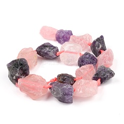 Rough Raw Natural Amethyst and Rose Quartz Beads Strands&nbsp;G-F595-I04