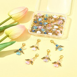 32Pcs 4 Styles Acrylic & Alloy Heart Angel Pendant Decorations&nbsp;HJEW-FS00040-04