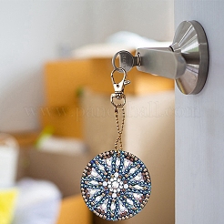 Acrylic Diamond Flat Round Pendant Keychain Kits&nbsp;PW-WG62905-01