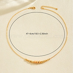 Brass Matte Round Graduated Beaded Necklaces for Women&nbsp;WB0357