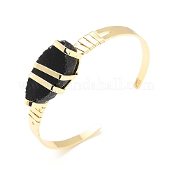 Natural Obsidian Horse Eye Beaded Cuff Bangle&nbsp;G-D458-01G-08-RS