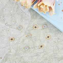 8Pcs 2 Styles Brass Pave Clear & Deep Sky Blue Cubic Zirconia Connector Charms&nbsp;KK-DC0003-42