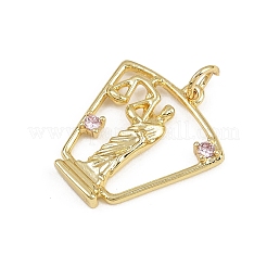 Brass Micro Pave Cubic Zirconia Pendants&nbsp;KK-D409-43G-C