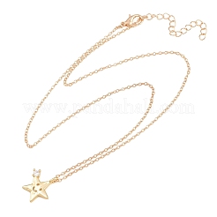 Brass Pave Clear Cubic Zirconia Smiling Face Star Pendant Necklaces&nbsp;KK-CBA6599-04A-G