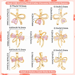 12Pcs 3 Style Brass Micro Pave Cubic Zirconia Pendants&nbsp;KK-BBC0019-52
