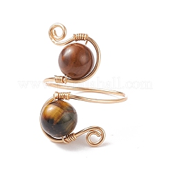 Round Gemstone Braided Open Cuff Ring&nbsp;RJEW-JR00491