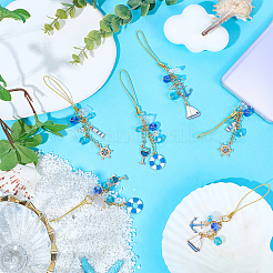 6Pcs 3 Styles Glass & Alloy Enamel Mobile Straps&nbsp;HJEW-SC0001-87