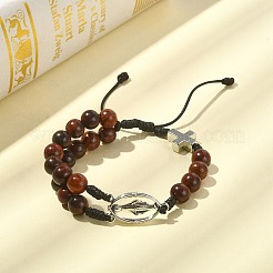 Wood Braided Bead Bracelets&nbsp;BJEW-TA00277