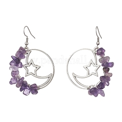Alloy Moon with Star Dangle Earrings&nbsp;EJEW-JE06804
