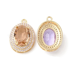 Brass with K9 Glass & Rhinestone Pendants&nbsp;KK-C024-29KCG
