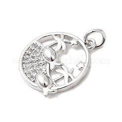 Brass Micro Pave Cubic Zirconia Pendants&nbsp;KK-P343-01B-P