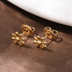 304 Stainless Steel Flower Stud Earrings&nbsp;EJEW-I320-02G