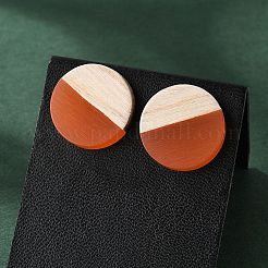 Resin & Wood Stud Earrings&nbsp;EJEW-N017-003A