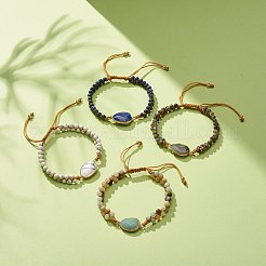 Teardrop Gemstone Braided Bead Bracelet&nbsp;BJEW-JB08116