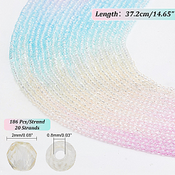 20 Strands Transparent Gradient Color Glass Beads Strands&nbsp;GLAA-GA0001-79B
