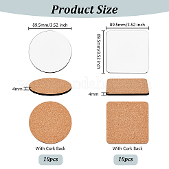 20Pcs 2 Styles Square & Flat Round MDF Cup Mats&nbsp;AJEW-OC0005-04