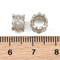 Brass Micro Pave Clear Cubic Zirconia European Beads&nbsp;CU-CBA6A75-17P