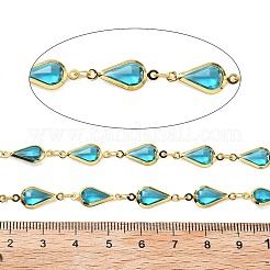 Brass Glass Teardrop Link Chains&nbsp;CHC-R001-04G-01