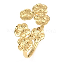 304 Stainless Steel Multi Flower Cuff Bangles for Women&nbsp;LS-BJEW-A154-02A-G