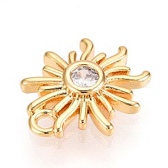 Brass Micro Pave Clear Cubic Zirconia Pendants&nbsp;KK-T075-25G