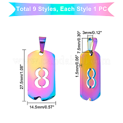 9Pcs 9 Style PVD Vacuum Plating 304 Stainless Steel Pendants&nbsp;STAS-UN0024-06