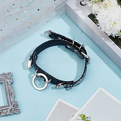 Snakeskin Print PU Leather Choker Necklaces with Alloy Rings for Women&nbsp;NJEW-WH20007-08