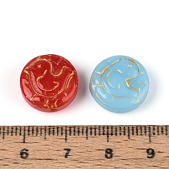 Baking Paint and Golden Metal Enlaced Glass Beads&nbsp;DGLA-T004-30M