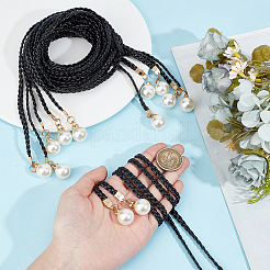 Imitation Leather Braided Chain Belts with Imitation Pearl&nbsp;AJEW-CP0008-67D