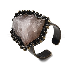 Natural Rose Quartz Irregular Nugget Open Cuff Rings&nbsp;G-A278-03AB-04