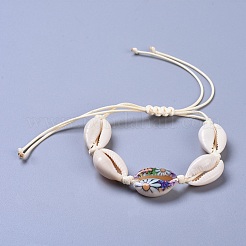 Adjustable Cowrie Shell Braided Bead Bracelets&nbsp;BJEW-JB04272