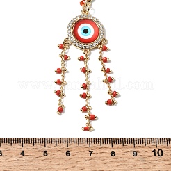 Boho Brass Resin Layered Tassel Red Evil Eye Pendant Necklaces&nbsp;NJEW-L014-04G