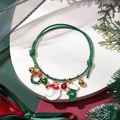 Christmas Wreath & Moon & Glove Alloy Enamel Charm Bracelets&nbsp;BJEW-JB10836-02