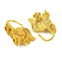 Flower Brass Earring Hooks with Round Tray&nbsp;KK-G502-23A-G