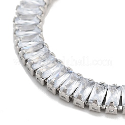 Brass Pave Clear Cubic Zirconia Rectangle Box Chain Slider Bracelets&nbsp;BJEW-B094-05A-P