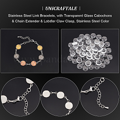 Round Tray 304 Stainless Steel Link Bracelets&nbsp;BJEW-AB00002