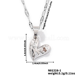 Fashionable Valentine's Day Brass Pave Clear Cubic Zirconia Heart-Shaped Pendant Necklaces for Women&nbsp;KC9019-1