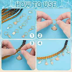 80Pcs 10 Styles Alloy & Natural Shell & ABS Plastic Pearl Dreadlocks Decorative&nbsp;OHAR-PH00006