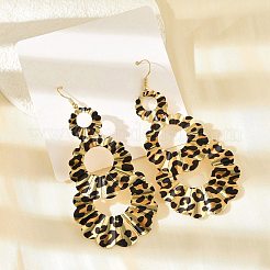 Teardrop Leopard Print Alloy Dangle Earrings for Women&nbsp;EJEW-K304-02G